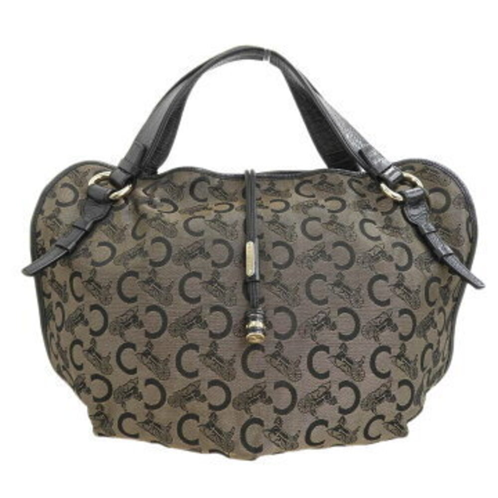 Celine Tote Bag Carriage Canvas Black Beige WC ST